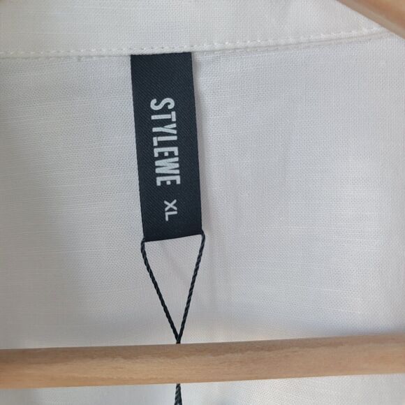 stylewe fashin shrit womens size xl  white button up linen blend - Picture 7 of 8
